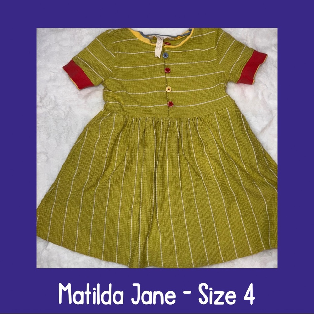 Whimsical Matilda Jane Dress w/ Colorful Buttons – Girls 4